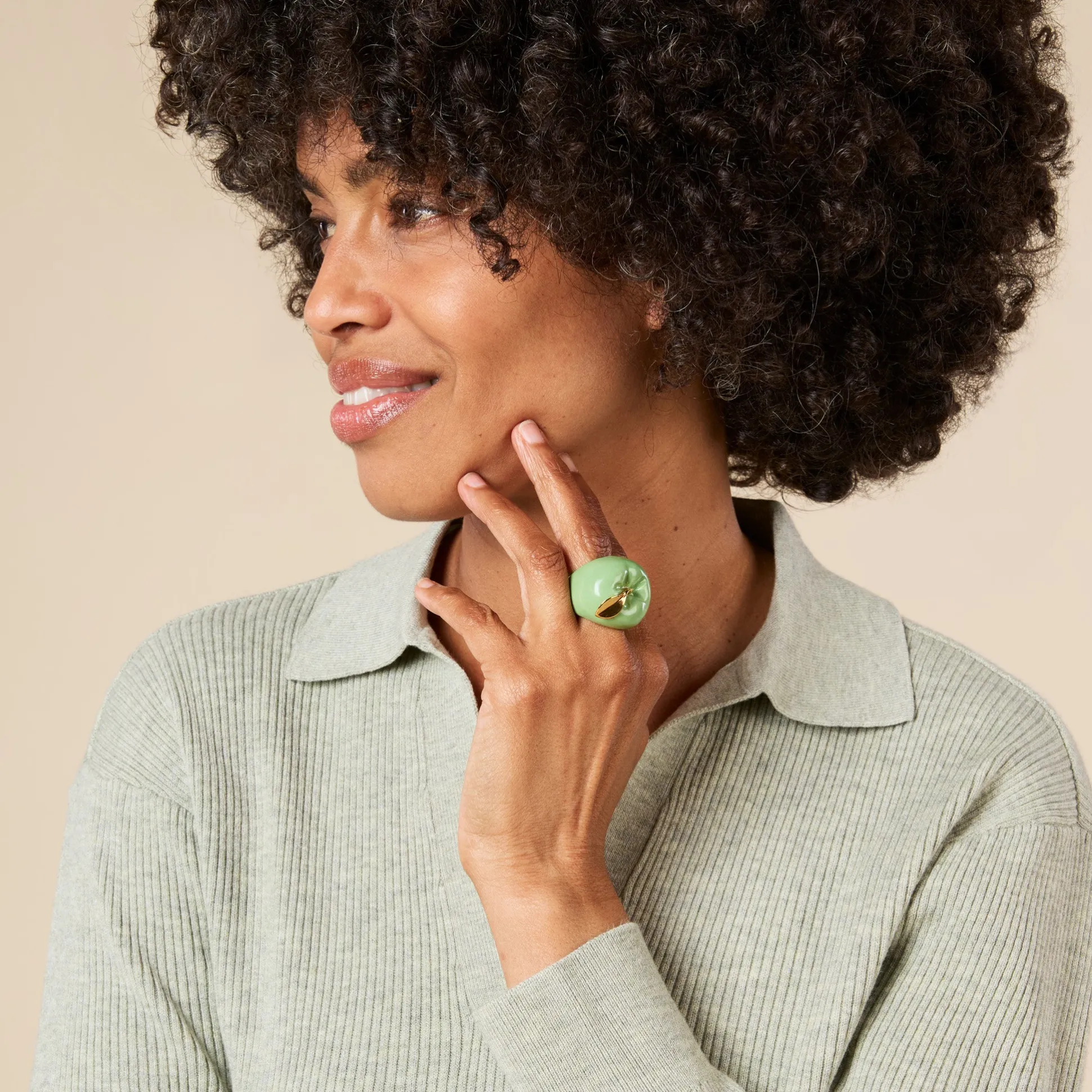 Andrés Gallardo Green Apple Gold-Plated Ring