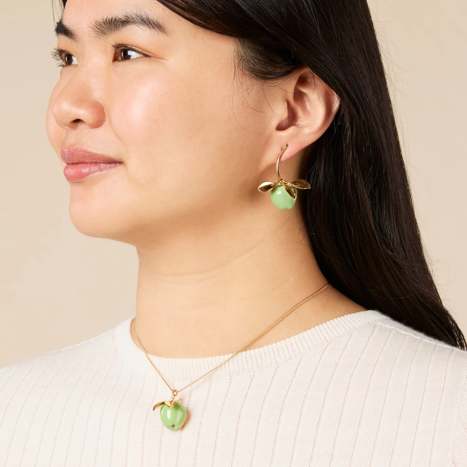 Andrés Gallardo Green Apple Stem Gold-Plated Necklace