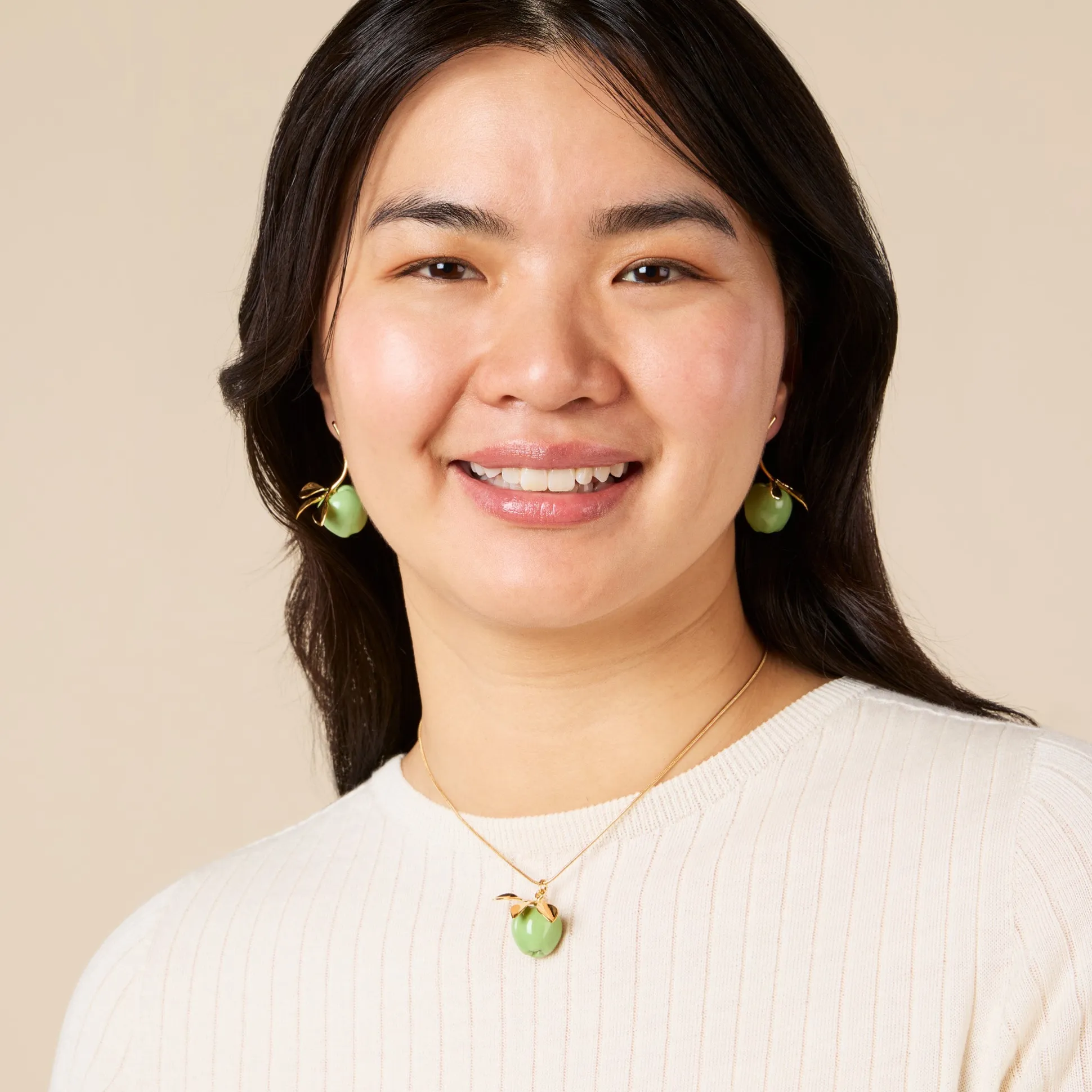 Andrés Gallardo Green Apple Stem Gold-Plated Post Earrings
