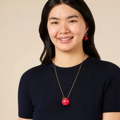 Andrés Gallardo Large Red Apple Gold-Plated Necklace