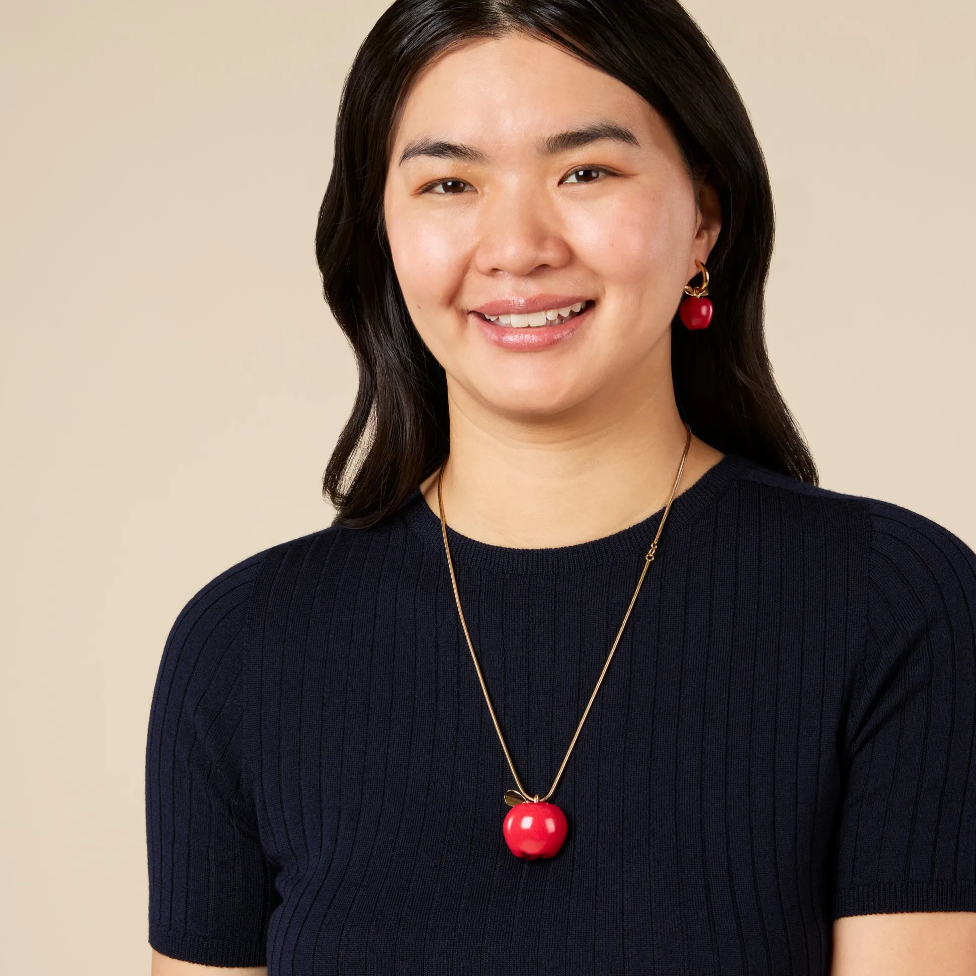 Andrés Gallardo Large Red Apple Gold-Plated Necklace