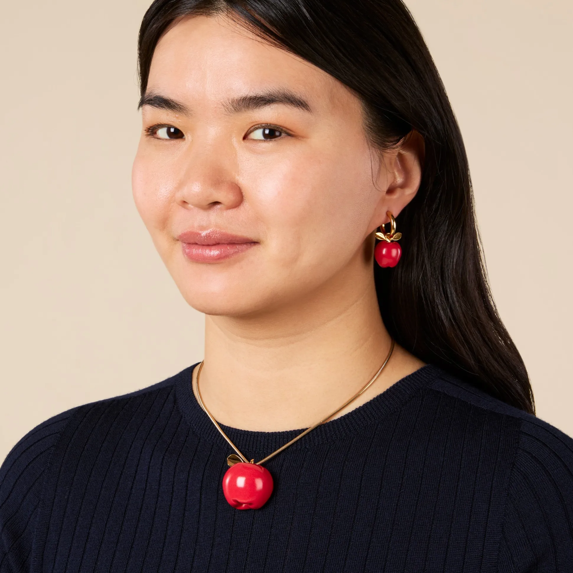 Andrés Gallardo Large Red Apple Gold-Plated Necklace
