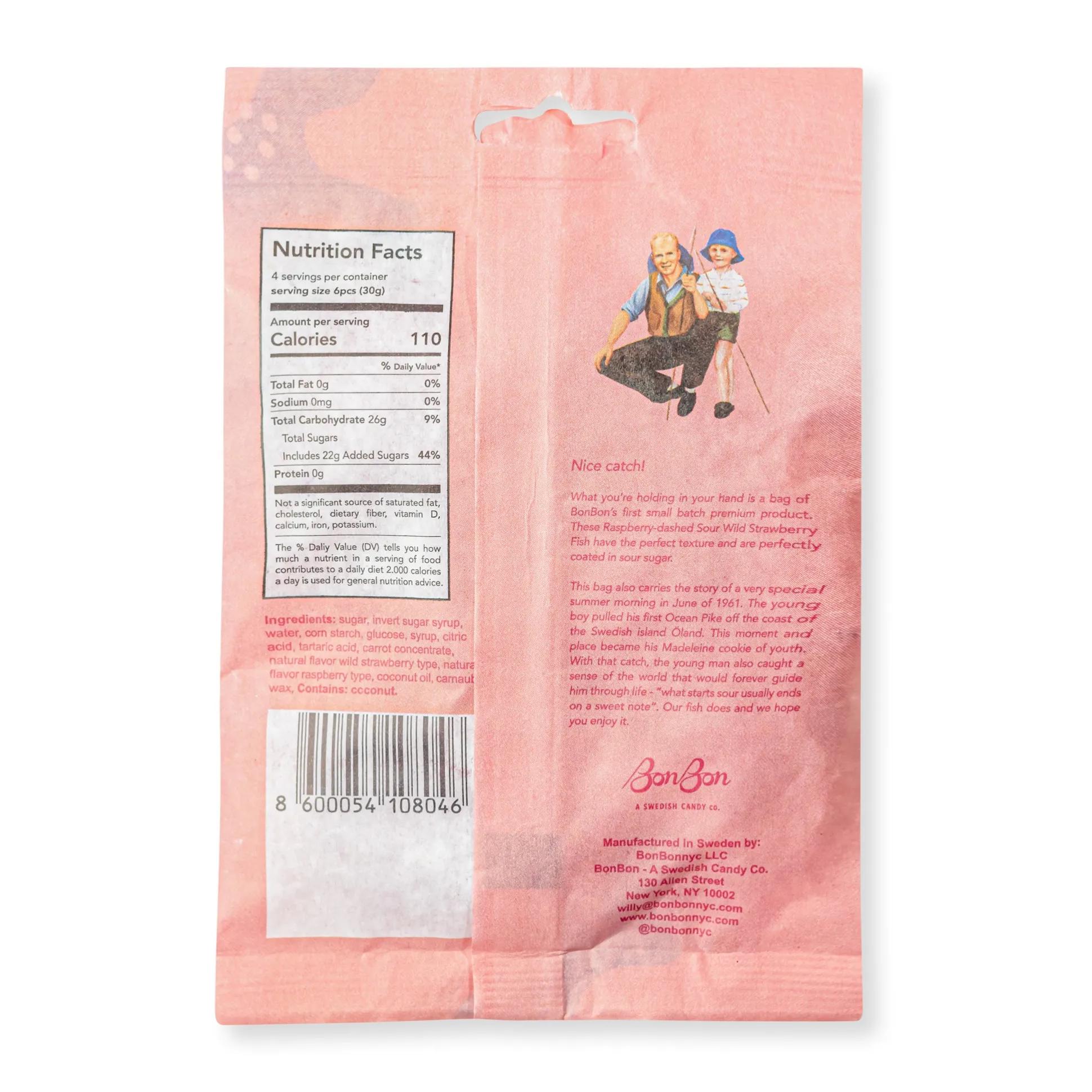 BonBon Gummy Fish Candy - Sour Wild Strawberry