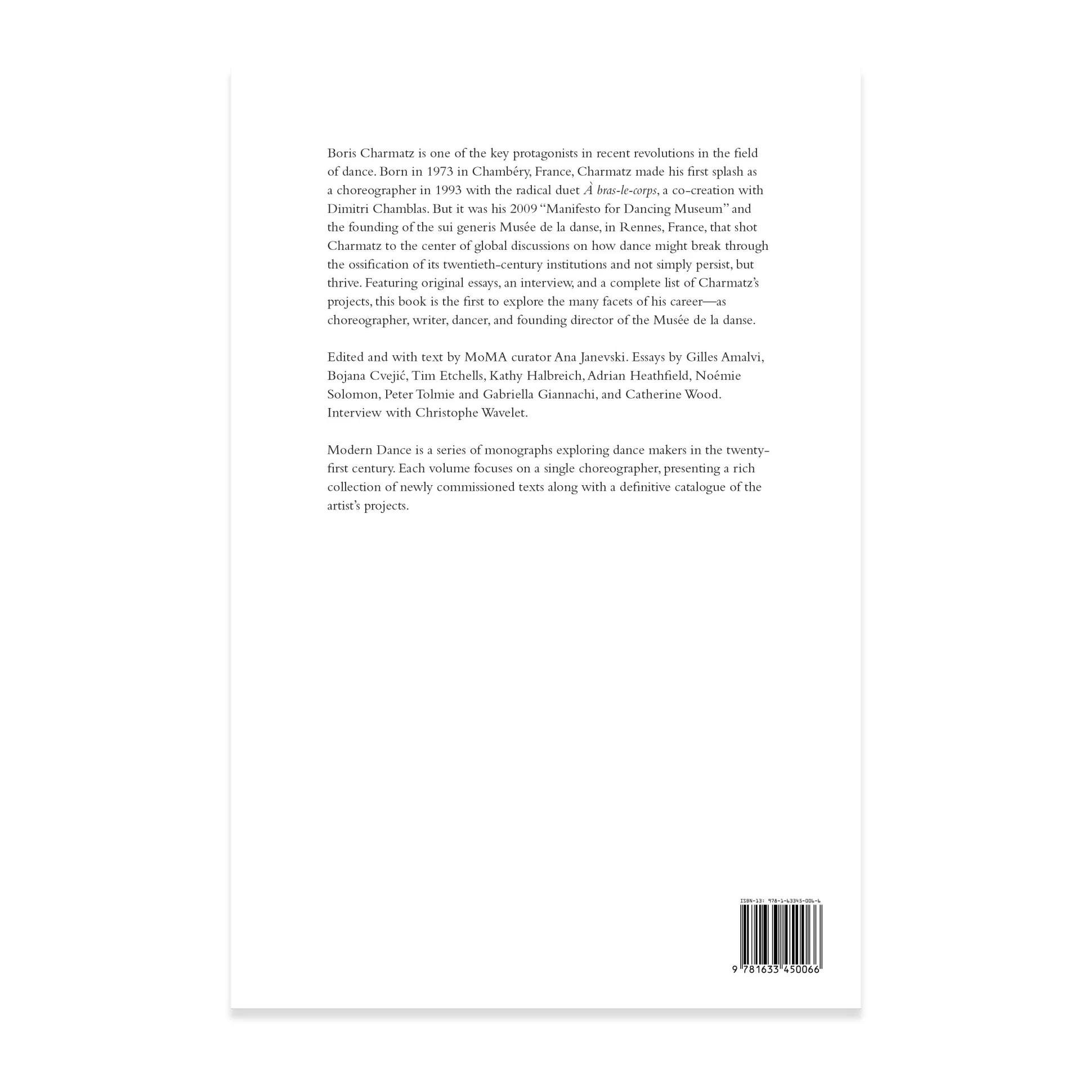 Boris Charmatz, Modern Dance Series - Paperback