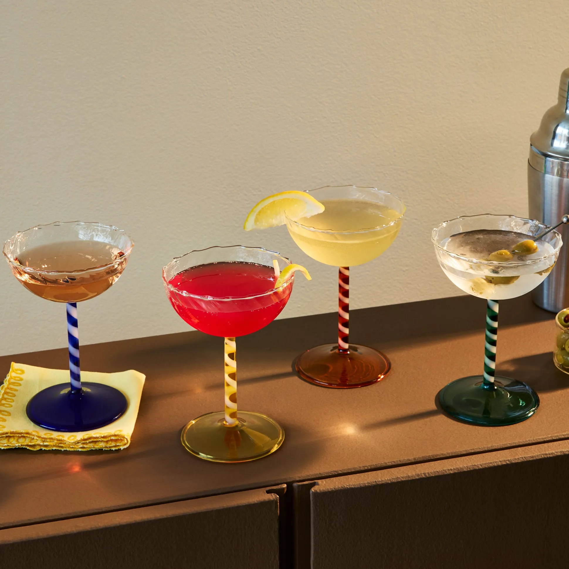 Candy Twist Glassware - Set of 4 - Coupe Set of 4