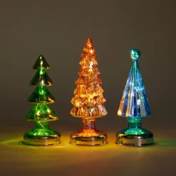 Colorful LED Lighted Mini Glass Trees - Set of 3