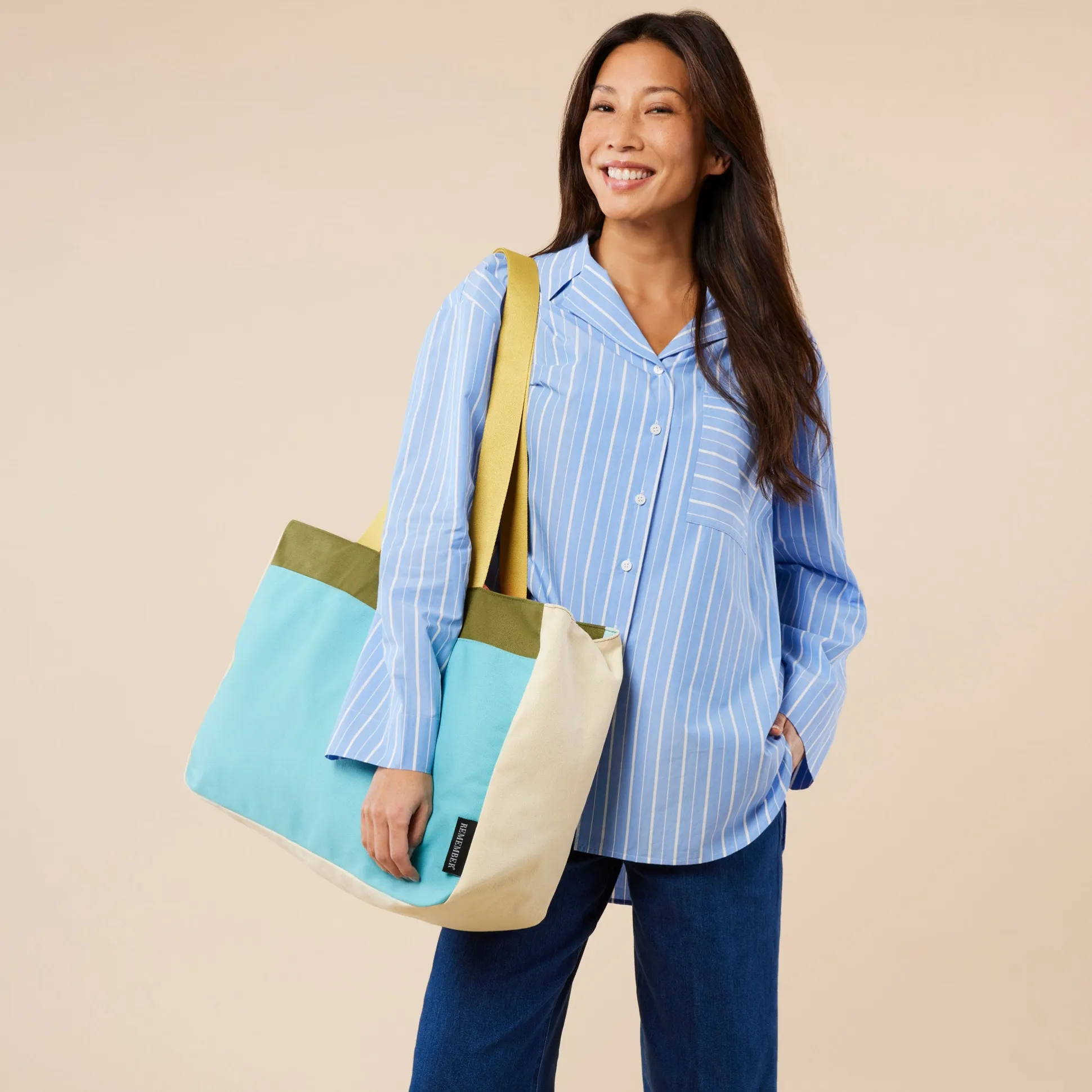 Colorful Oversized Cotton Canvas Tote Bag