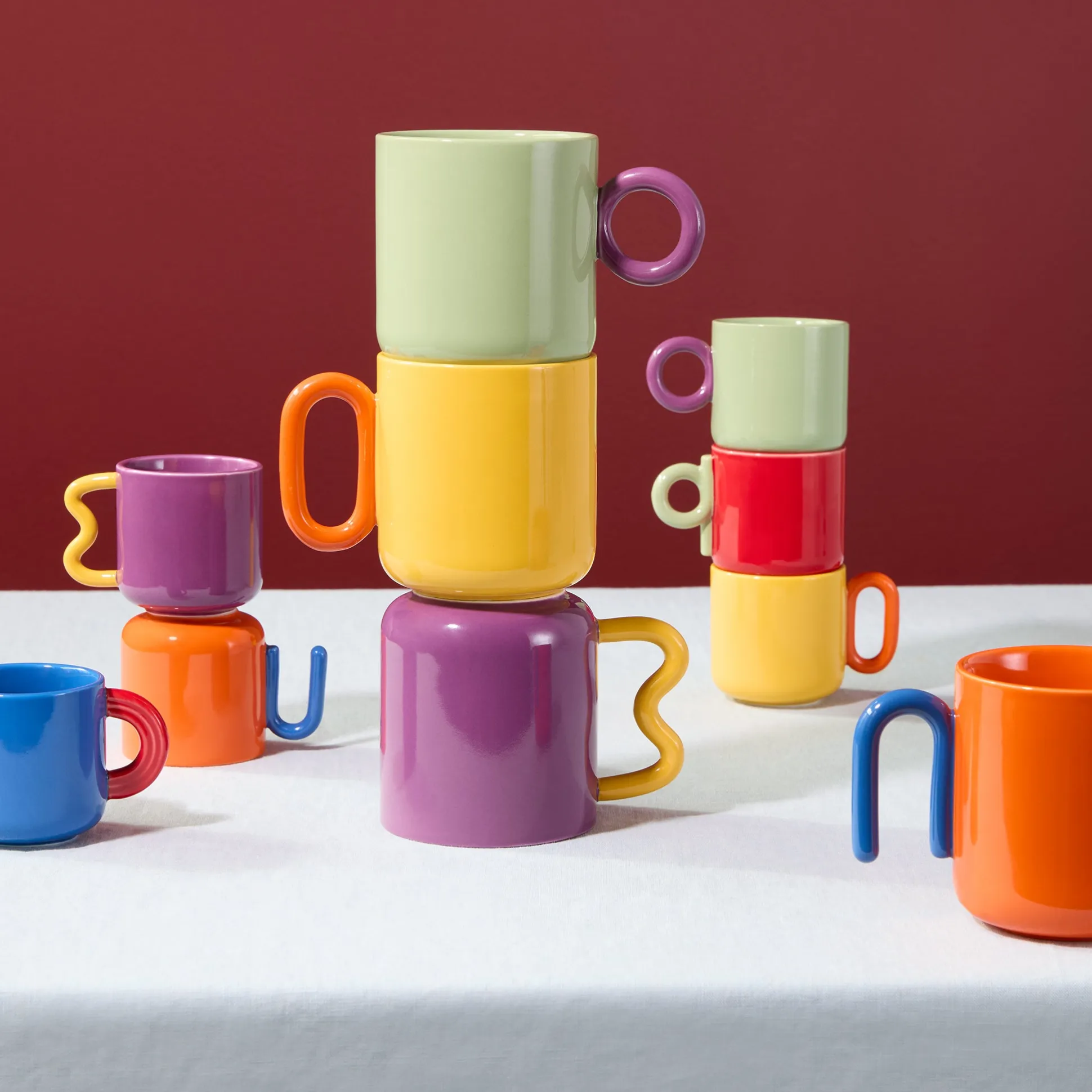 Creative Porcelain Mugs & Espresso Cups - Coffee Mug Set of 4