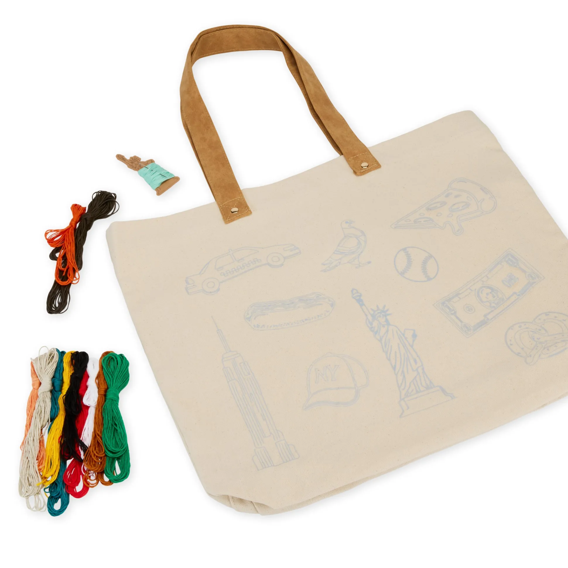 DIY Embroidery Stitch Your City NYC Tote Bag