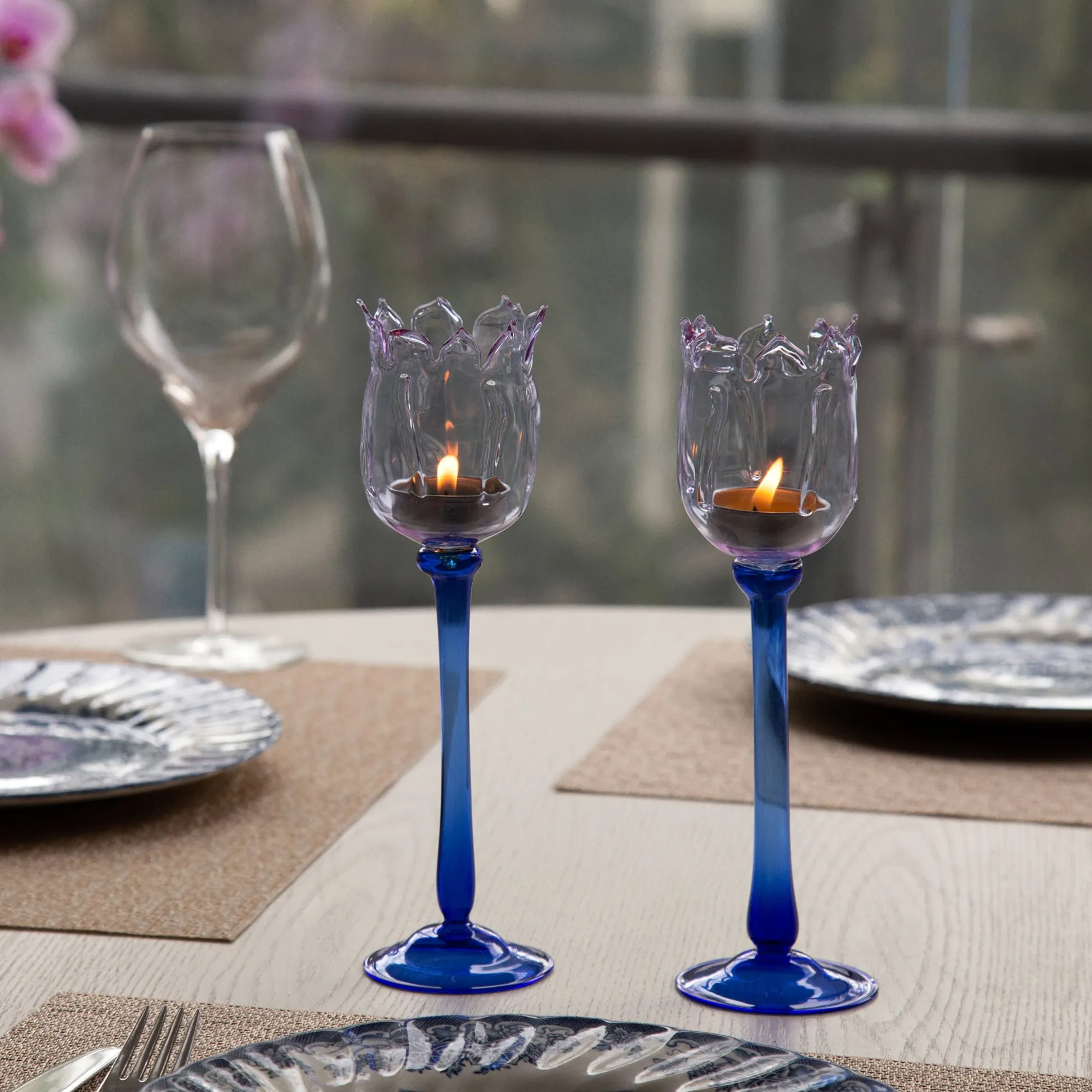 Eternal Blossom Glass Tea Light Holder