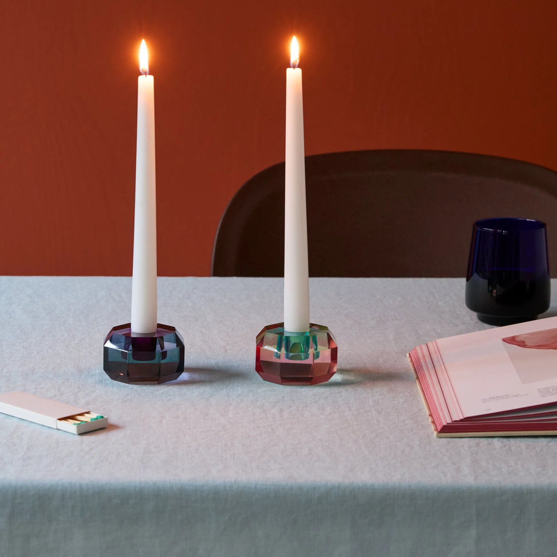 Faceted Octagon Crystal Candleholder