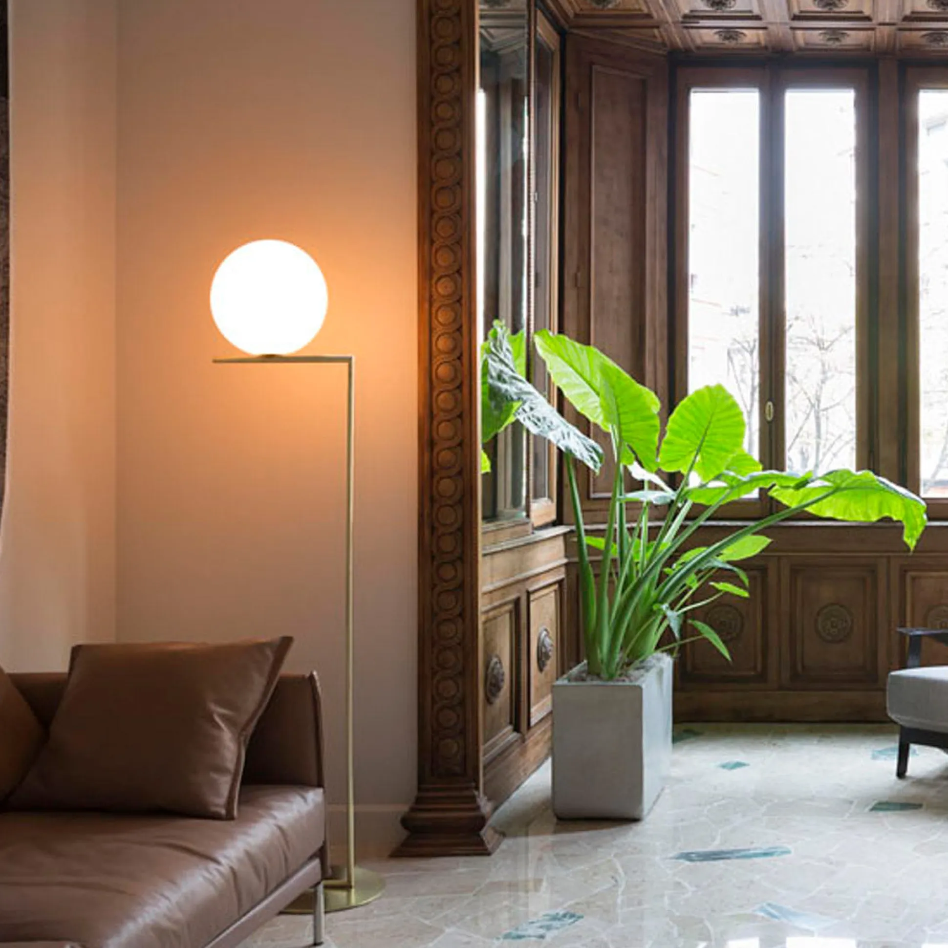 Flos IC F1 Floor Lamp, Brass - Small