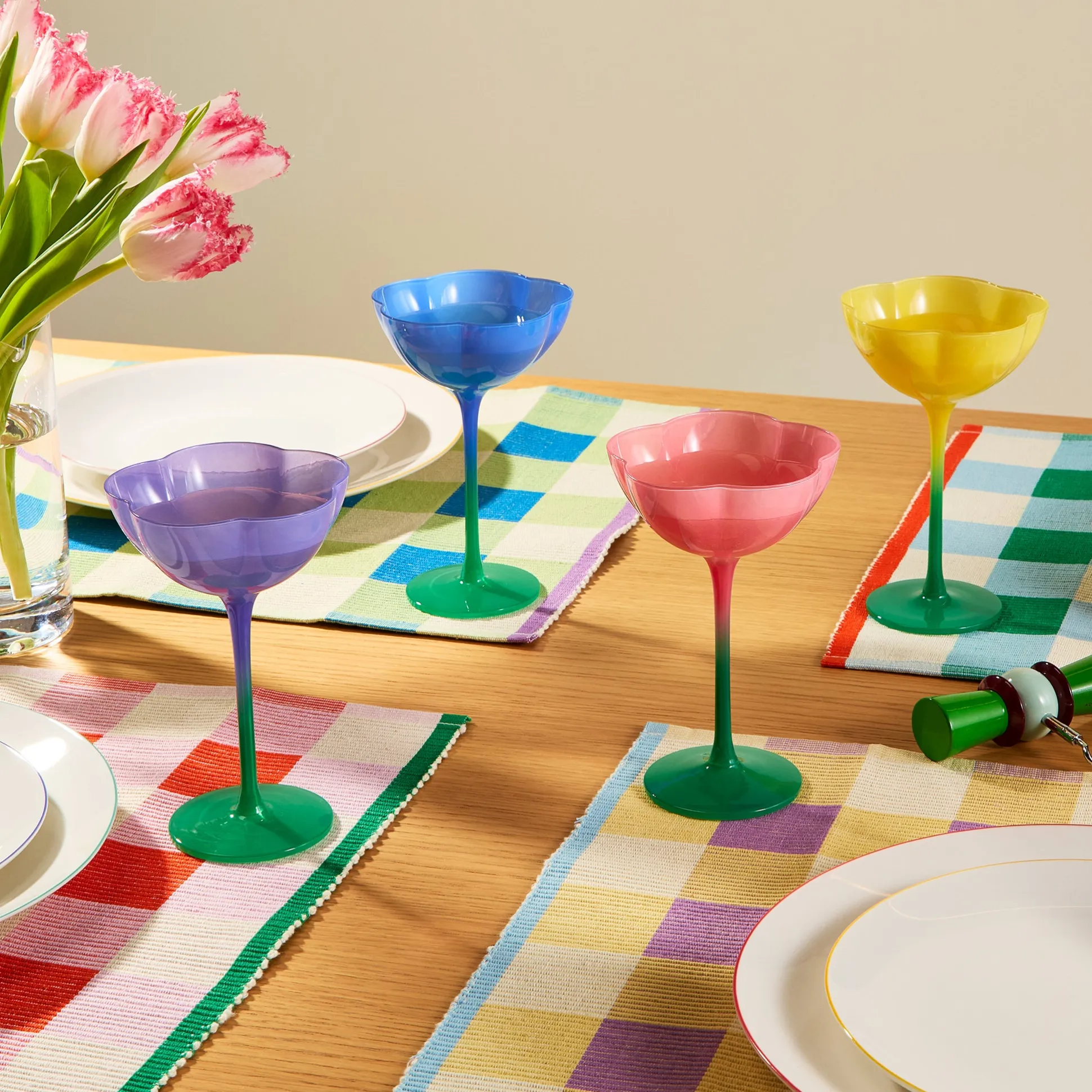 Flower Glass Stemware - Set of 4