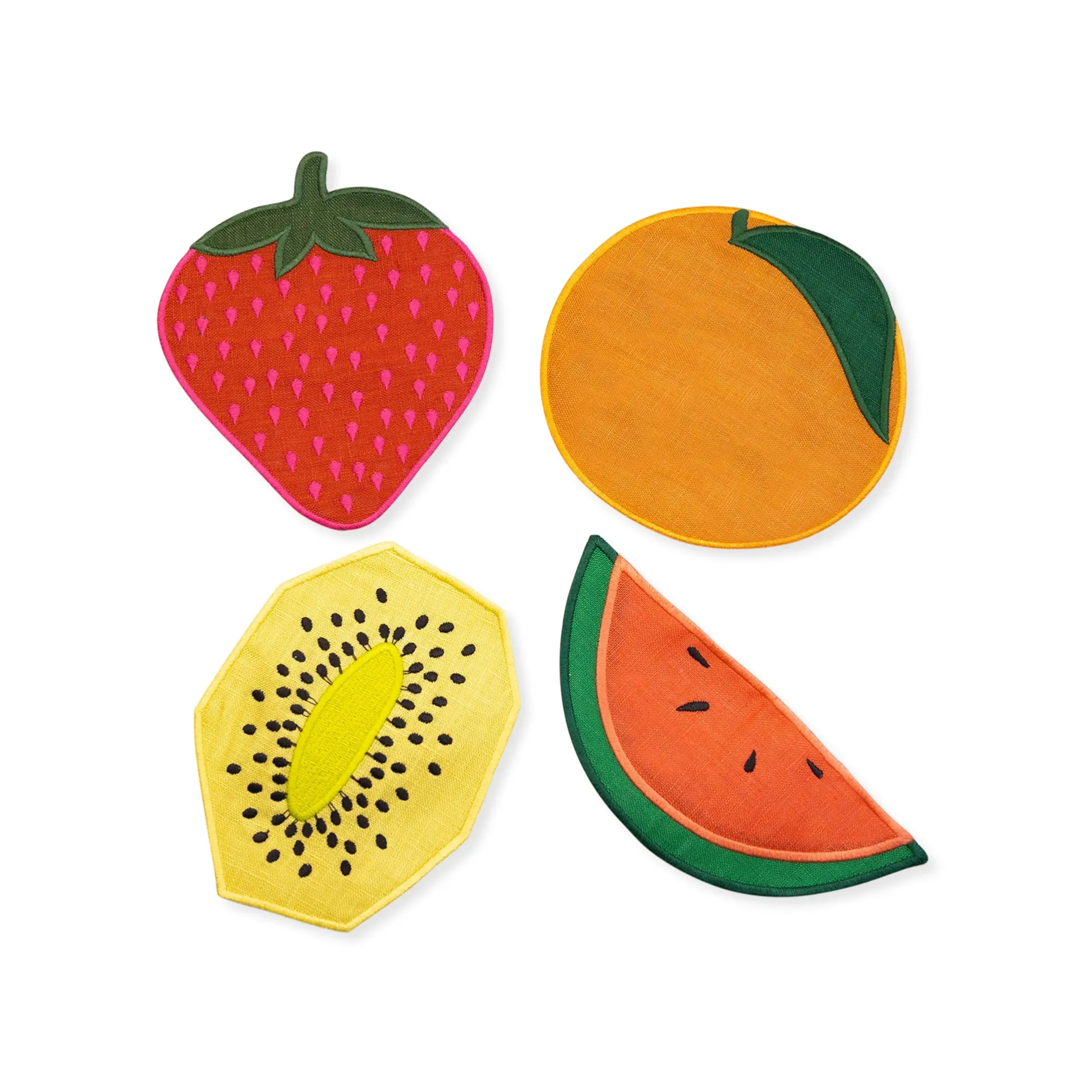 Fruit Salad Linen Cocktail Napkins - Set of 4