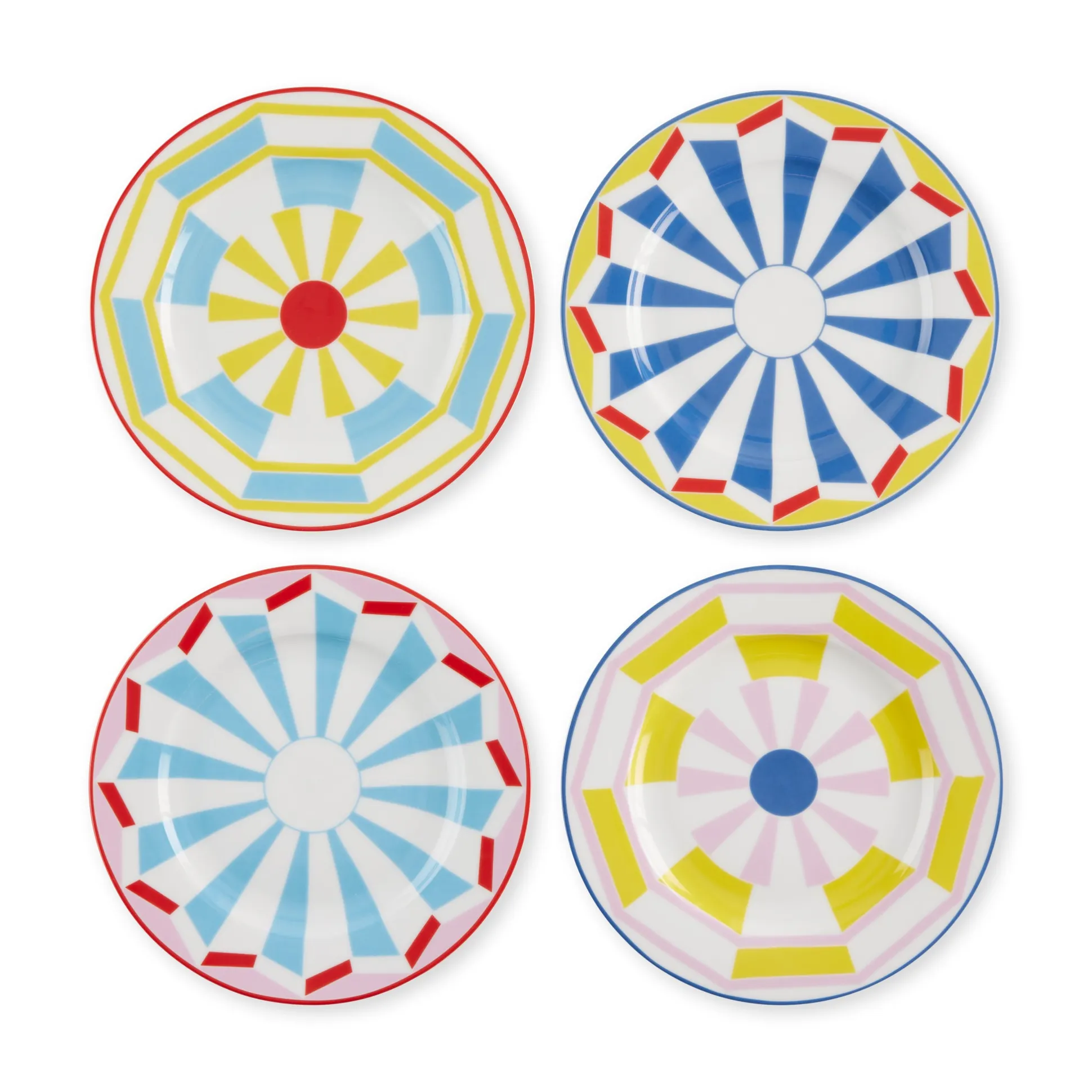 Geocromia Porcelain Dinnerware - Dessert Plate Set of 4