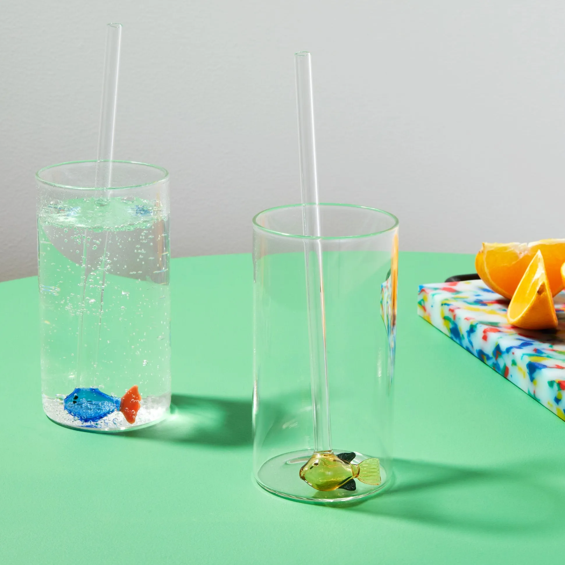 Glass Fish Straws - Set of 2