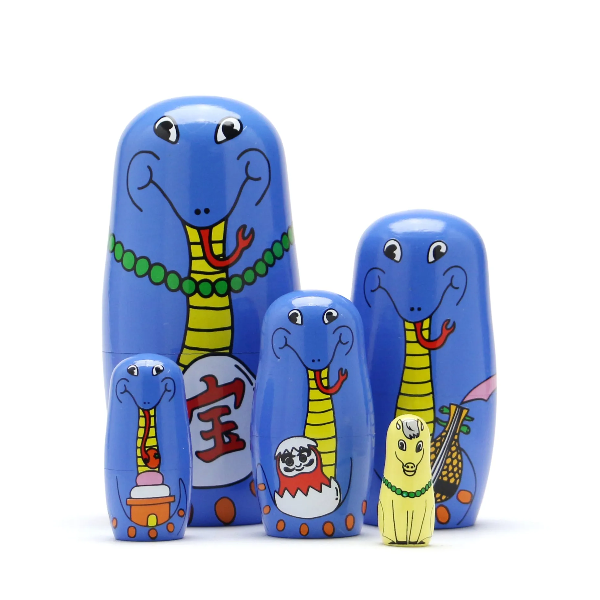 Happy Snakes Wooden Nesting Dolls - Set of 5