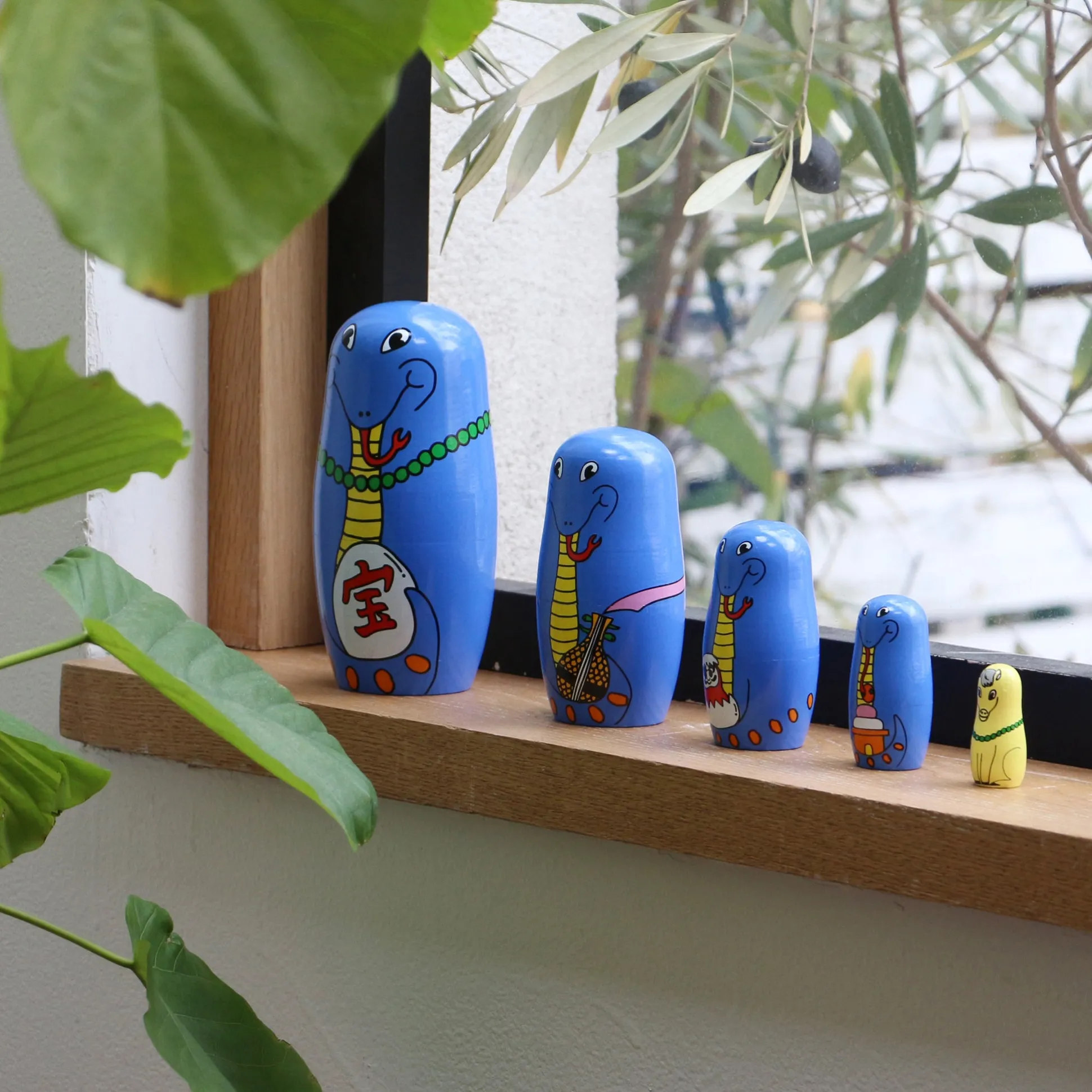Happy Snakes Wooden Nesting Dolls - Set of 5