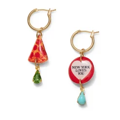 Haricot Vert Small Hoop Earrings with NYC Icon Charms