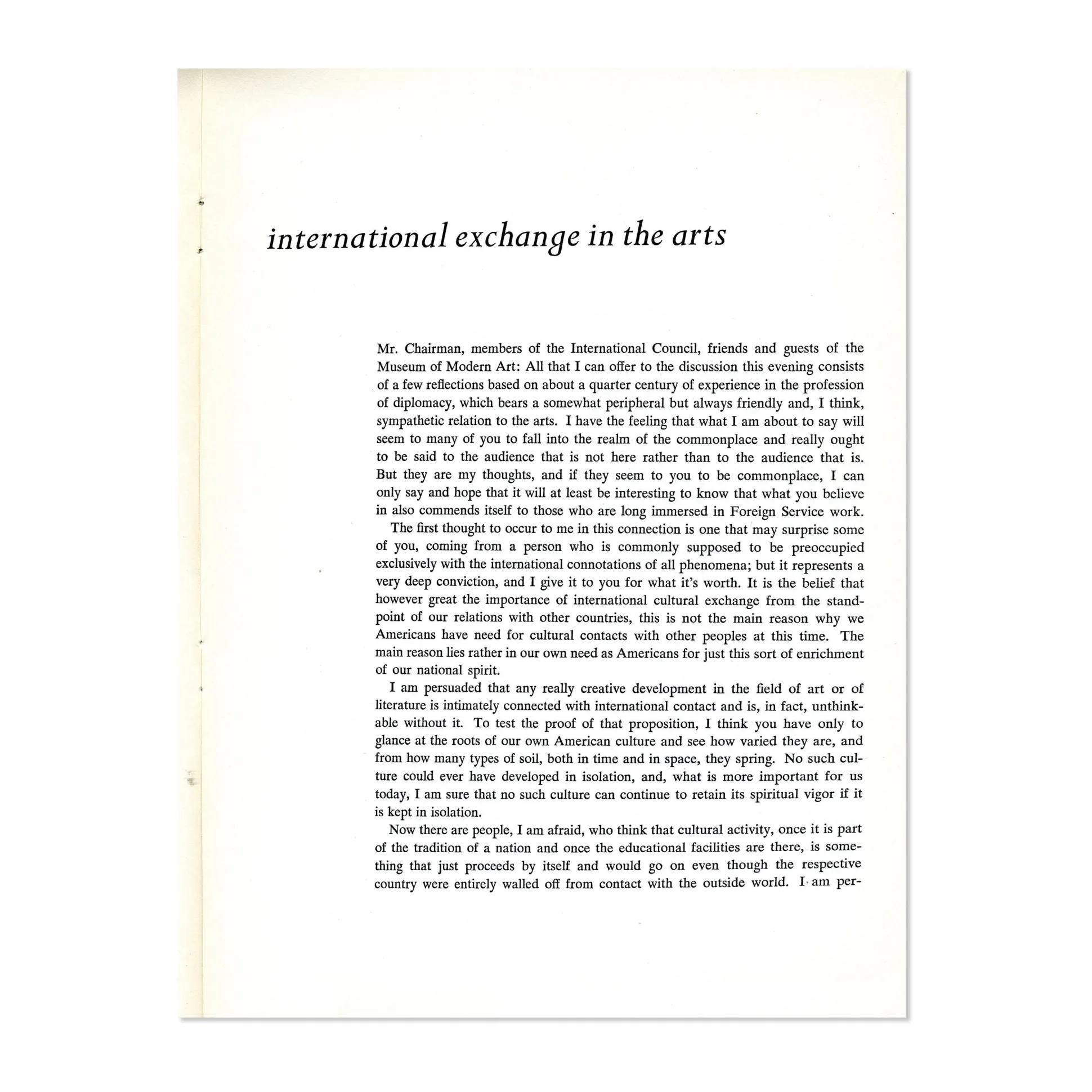 International Exchange in the Arts - Paperback