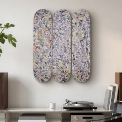 Jackson Pollock White Light Skateboard Triptych from The Skateroom