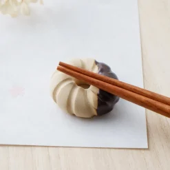 Japanese Ceramic Food Chopsticks Rest - Chocolate French Crueller