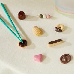 Japanese Ceramic Food Chopsticks Rest - Strawberry Heart Chocolate