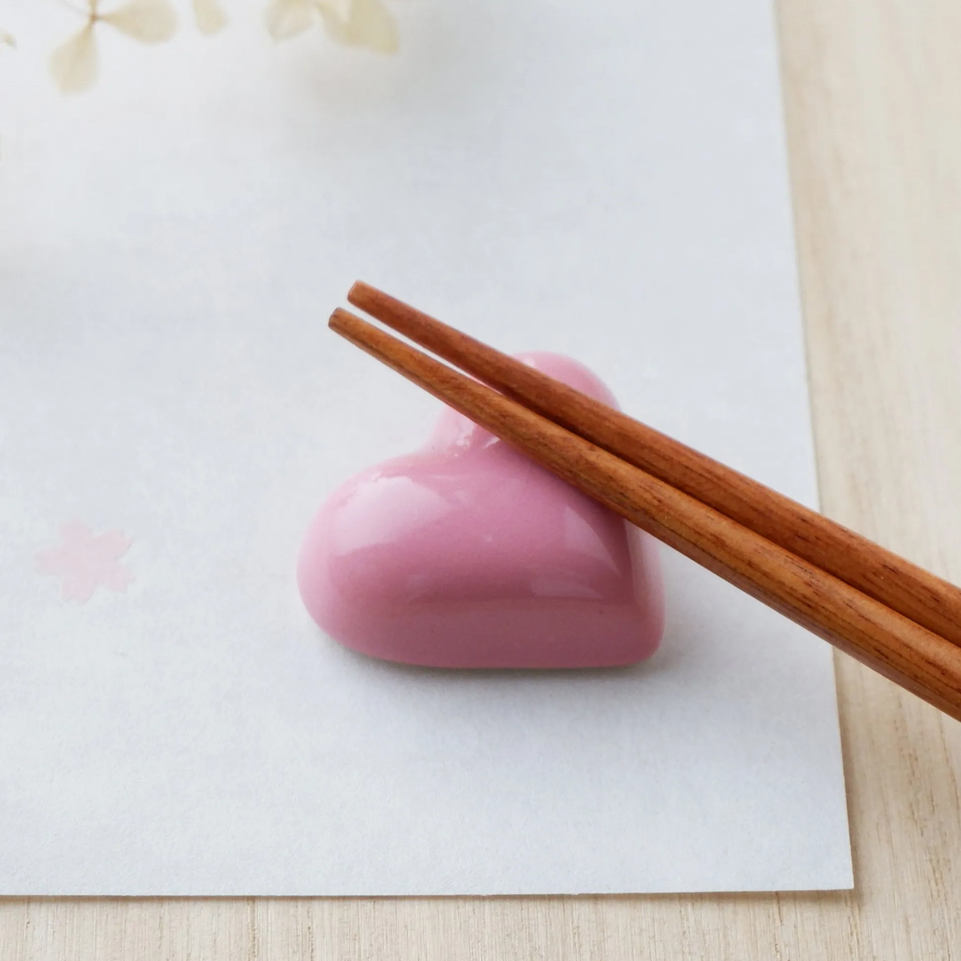 Japanese Ceramic Food Chopsticks Rest - Strawberry Heart Chocolate