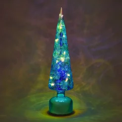 LED Lighted Starry Night Spinning Glass Tree