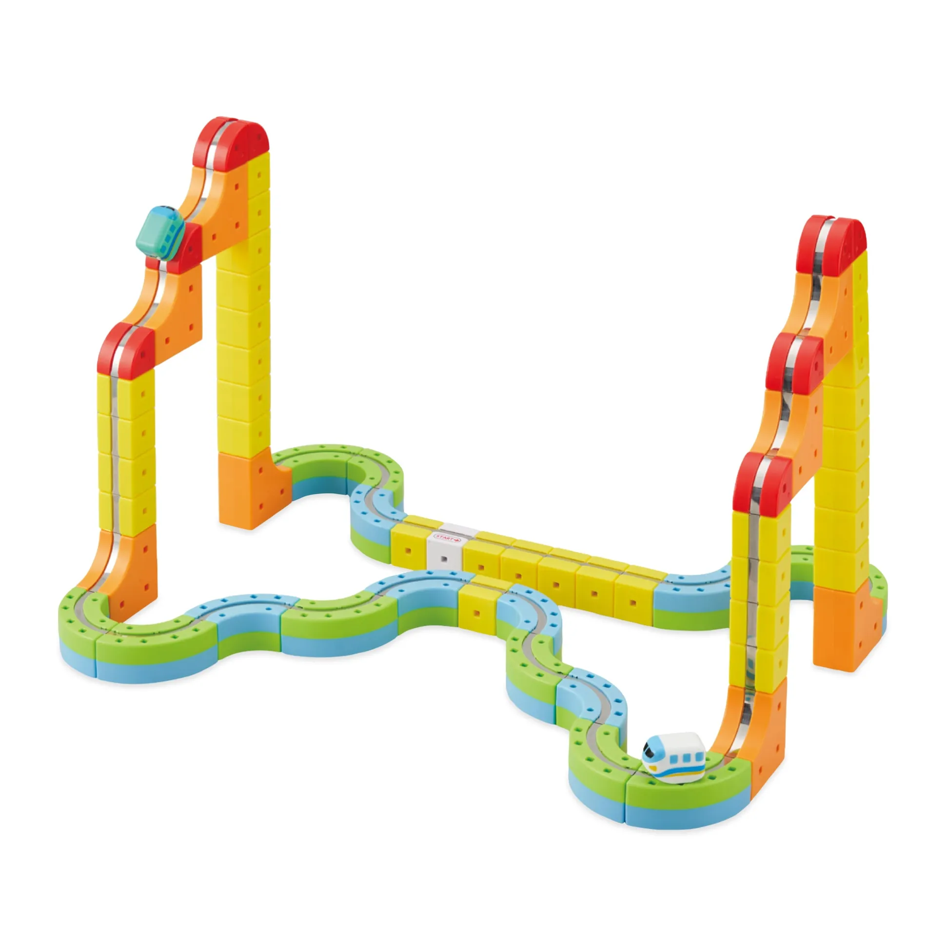 Magnetic Train Rail Cube Block Toy Set - Deluxe 66 pcs