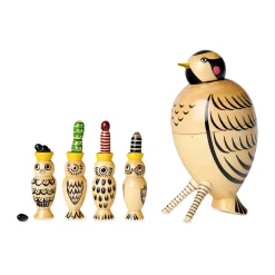 Mama Bird with Four Babies Nesting Doll