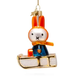 Miffy Glass Holiday Ornament - Miffy Snow Sled