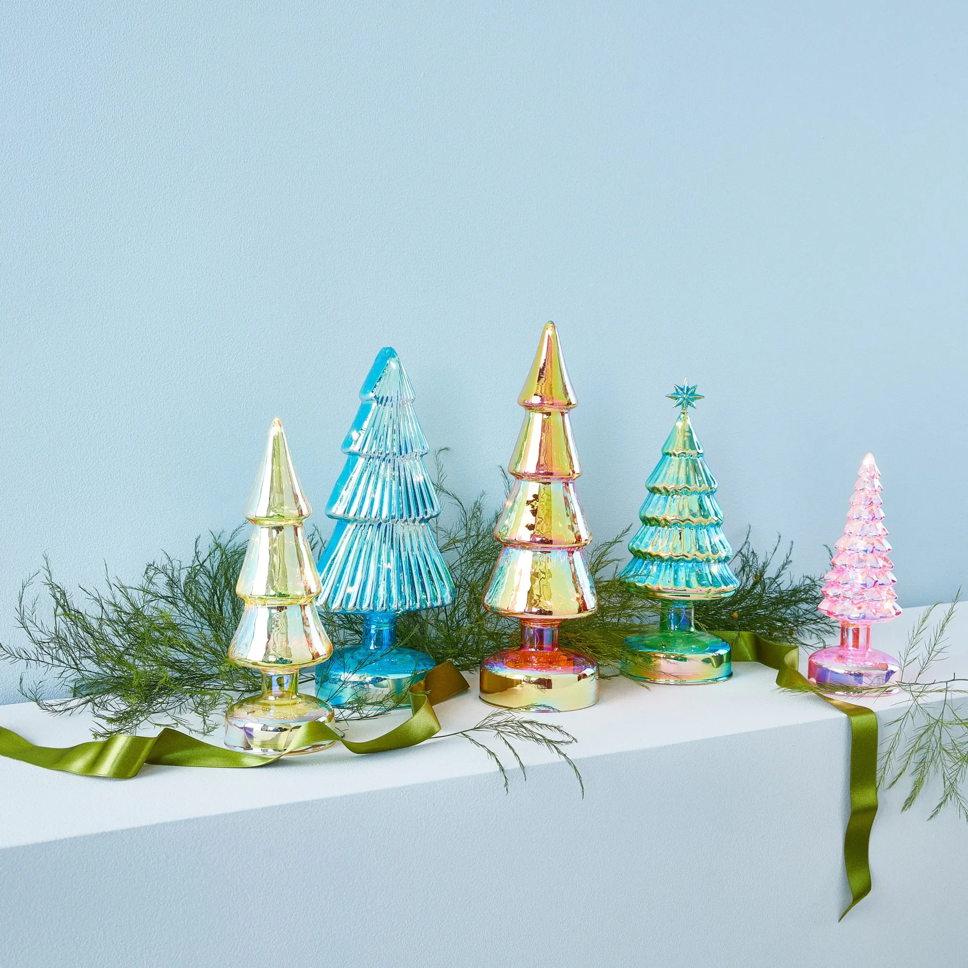 MoMA Colorful LED Lighted Trees - Set of 5 - Small