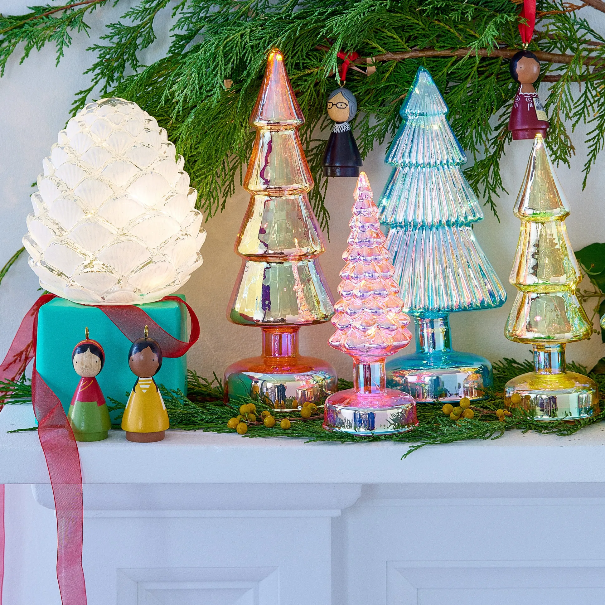 MoMA Colorful LED Lighted Trees - Set of 5 - Small