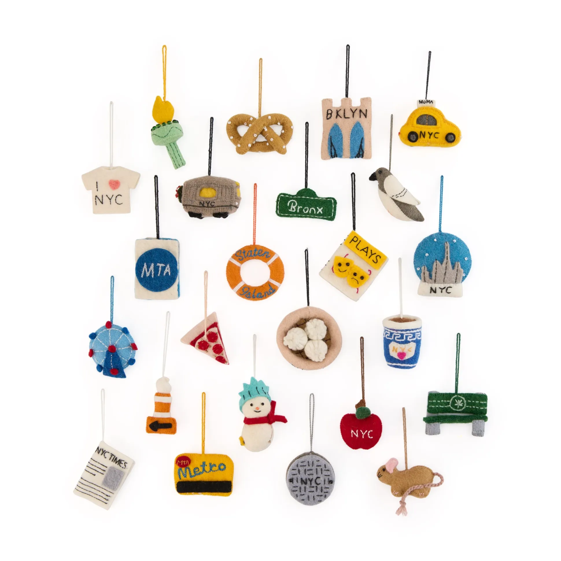 MoMA NYC Mini Felt Holiday Ornaments - Set of 24