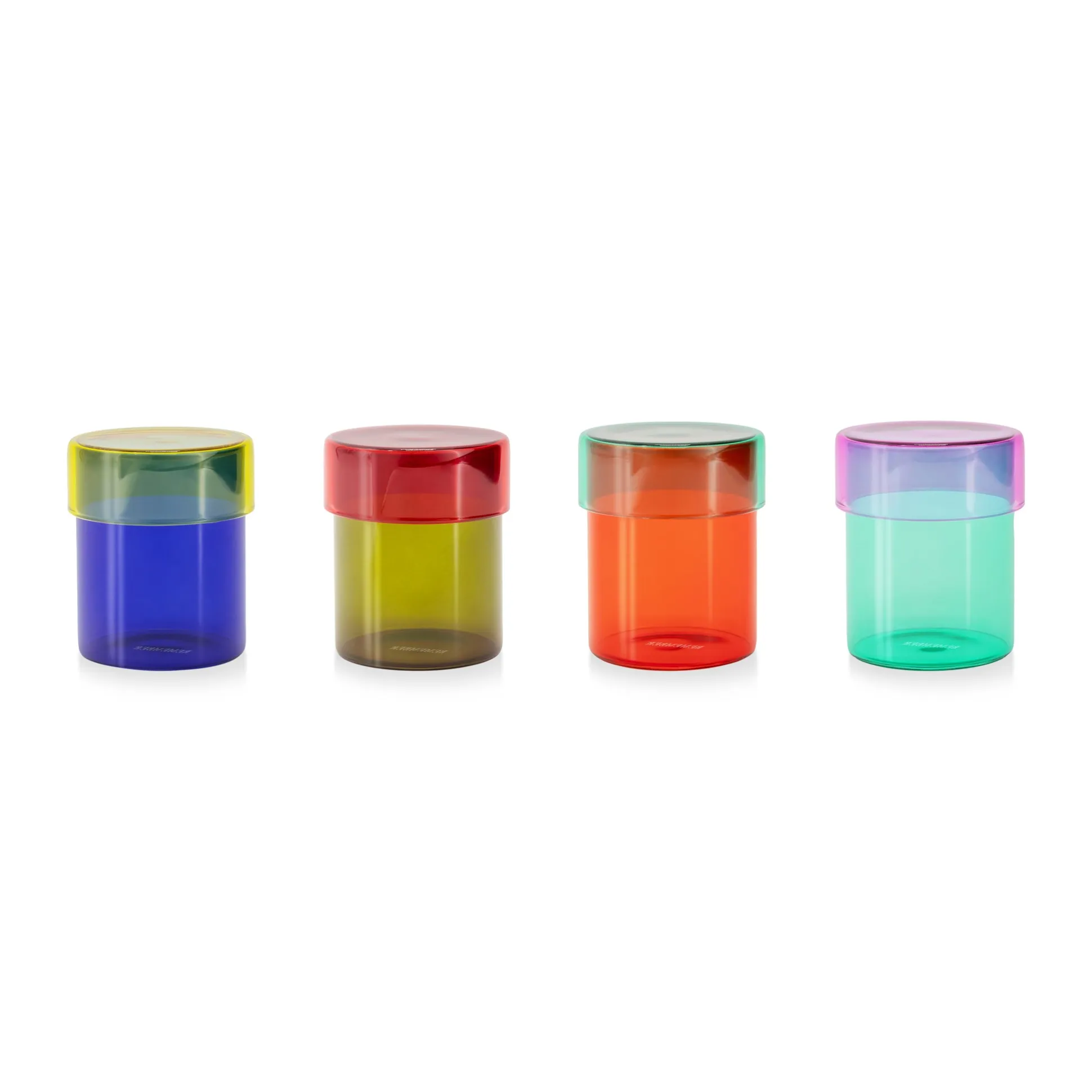 Multicolor Glass Jars - Set of 4