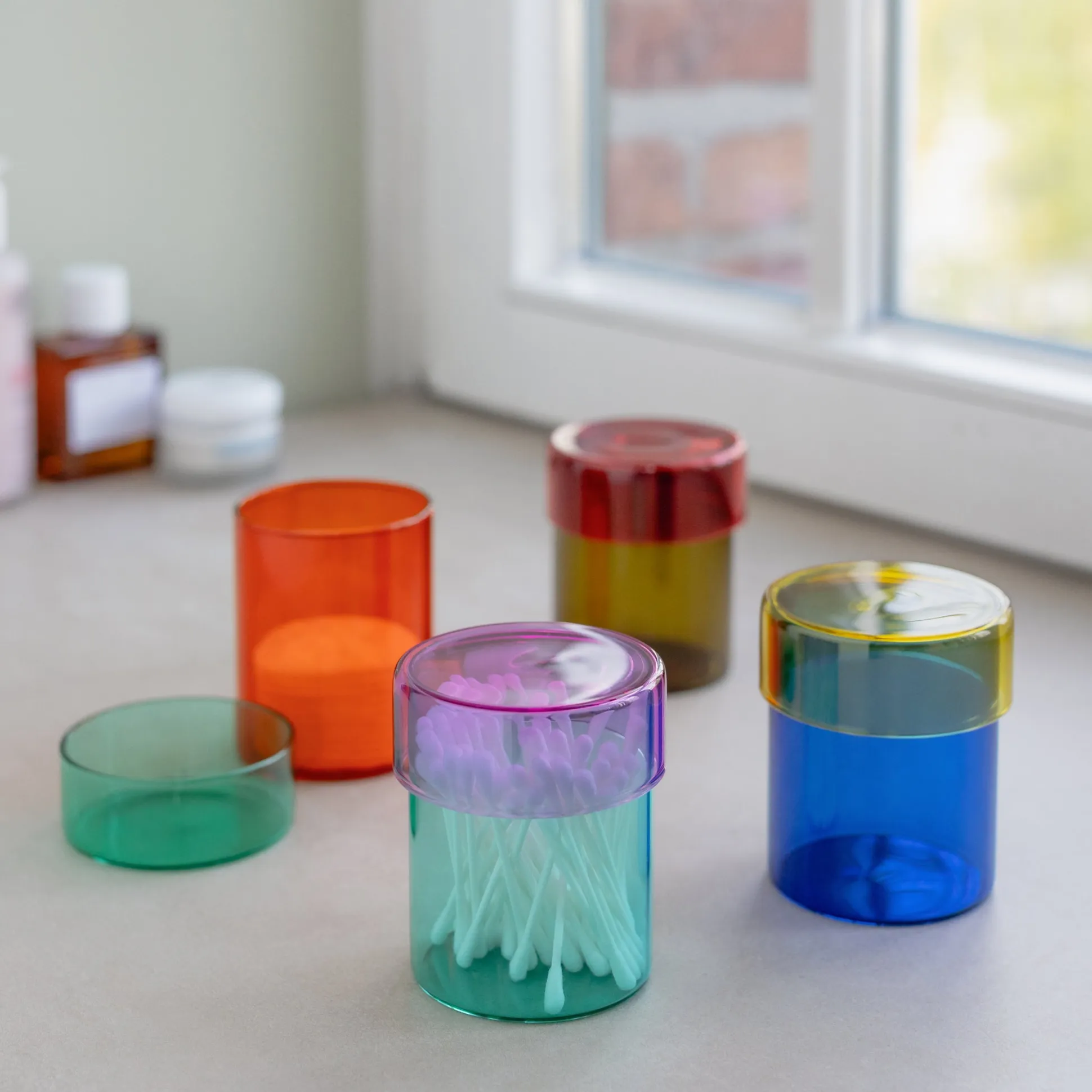 Multicolor Glass Jars - Set of 4