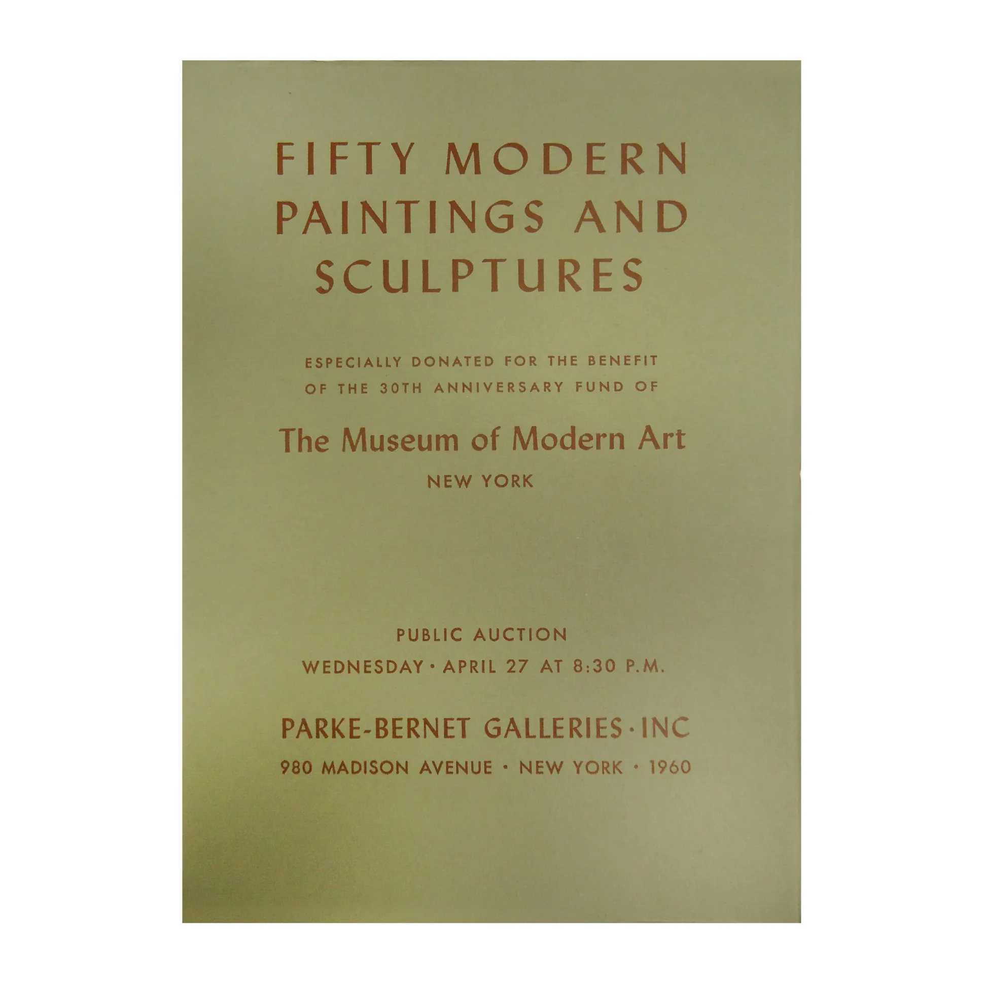 Parke-Bernet Auction to Benefit MoMA - Paperback