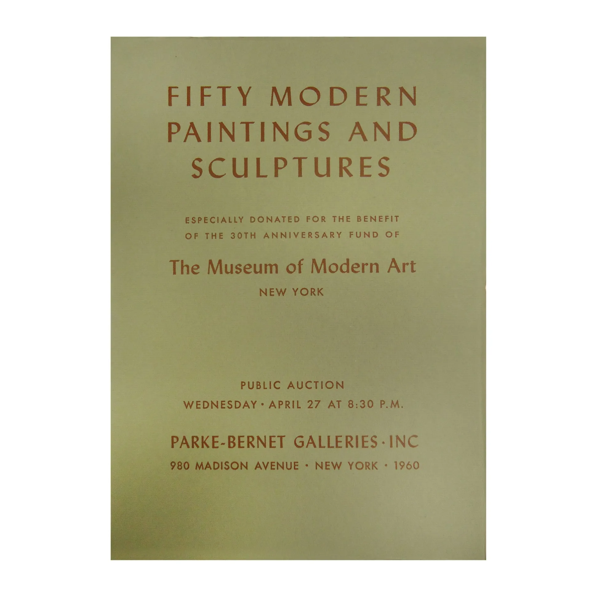 Parke-Bernet Auction to Benefit MoMA - Paperback