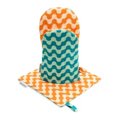 Reversible Pattern Oven Mitt & Potholder - Set of 2