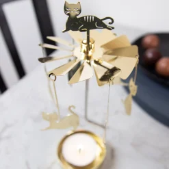Rotary Cat Family Tea Light Candle Holder