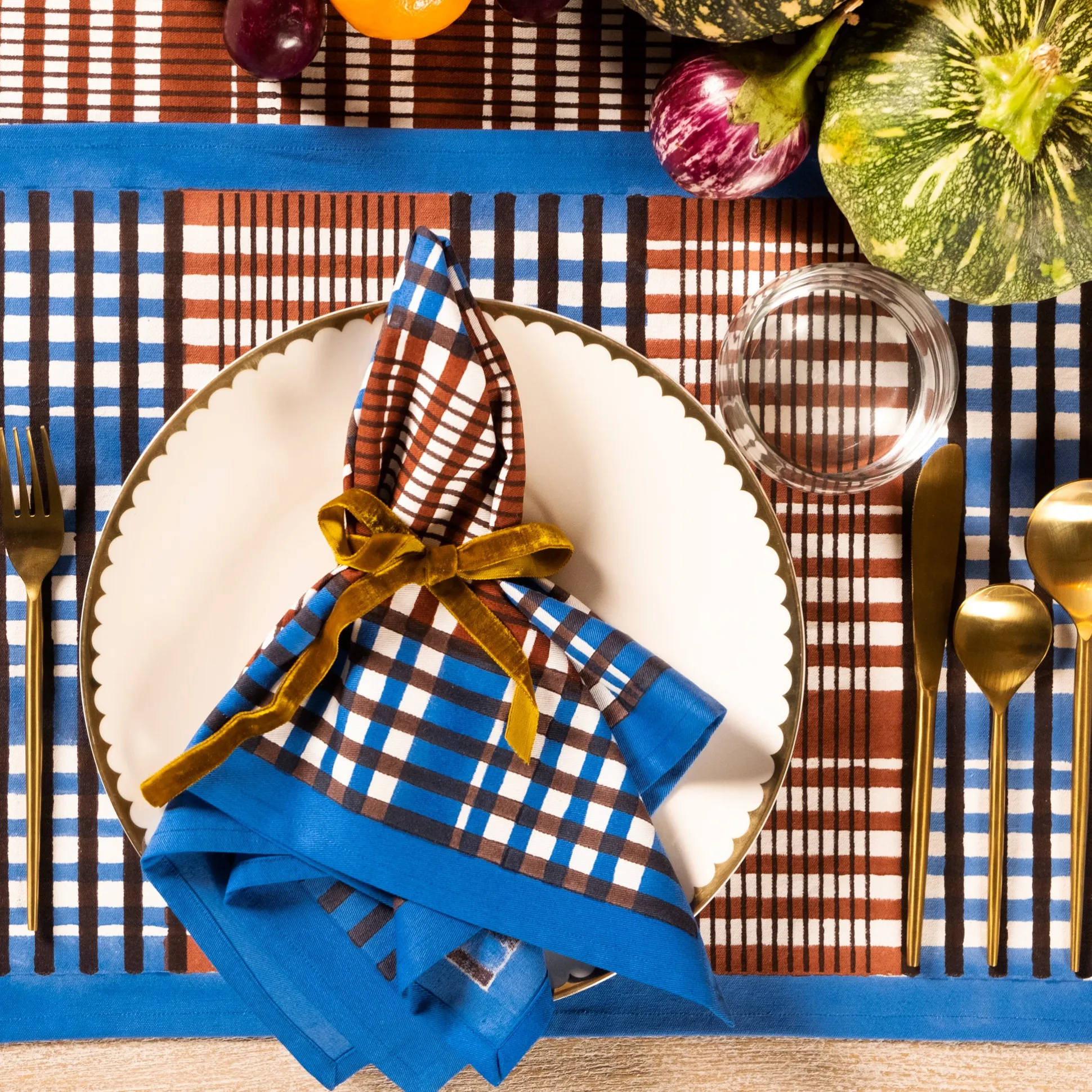Shetland Plaid Cotton Table Linens - Napkins S/4