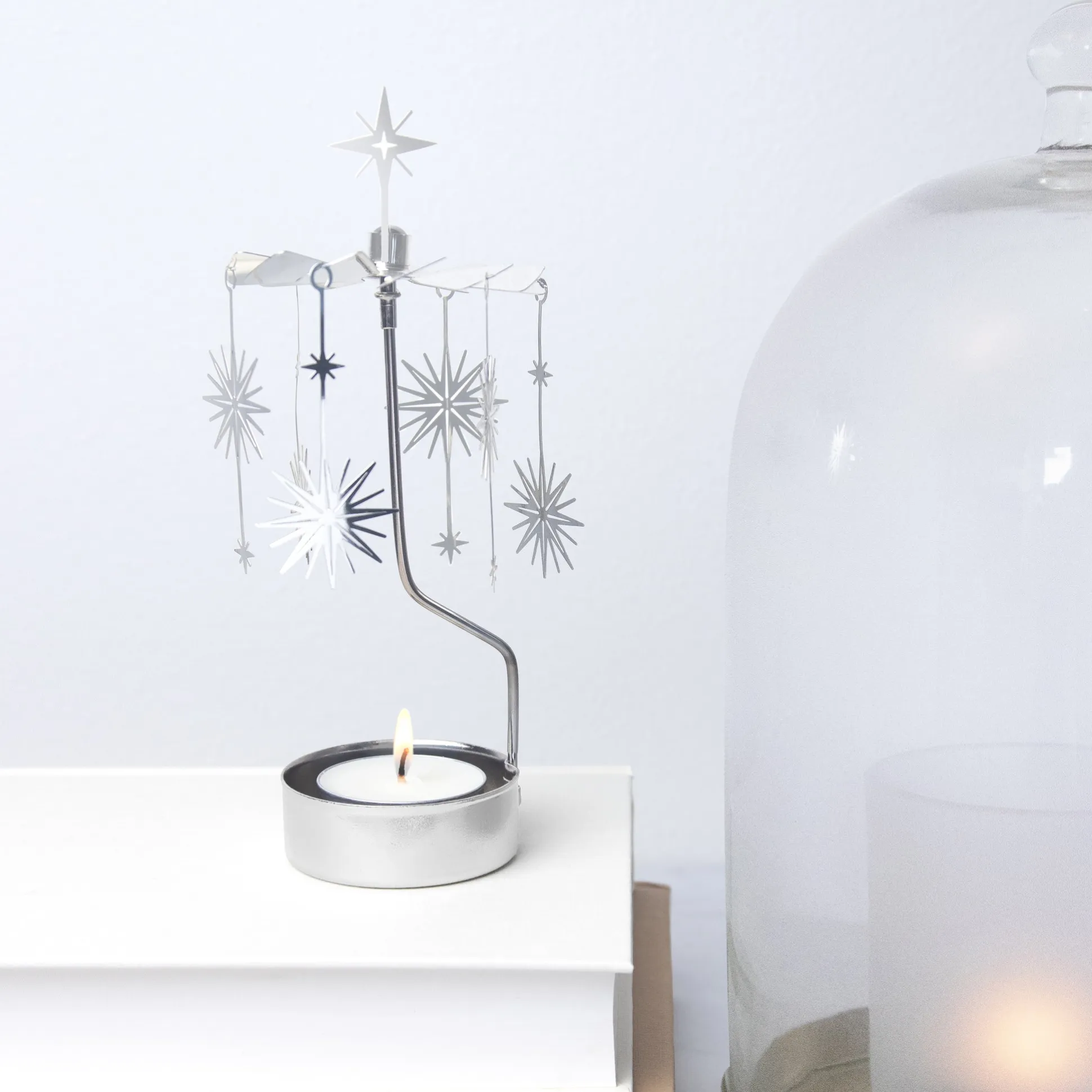 Silver Supernova Rotary Tea Light Candle Holder