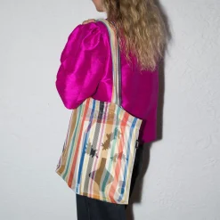 Striped Market Tote Bag in Recycled Plastic