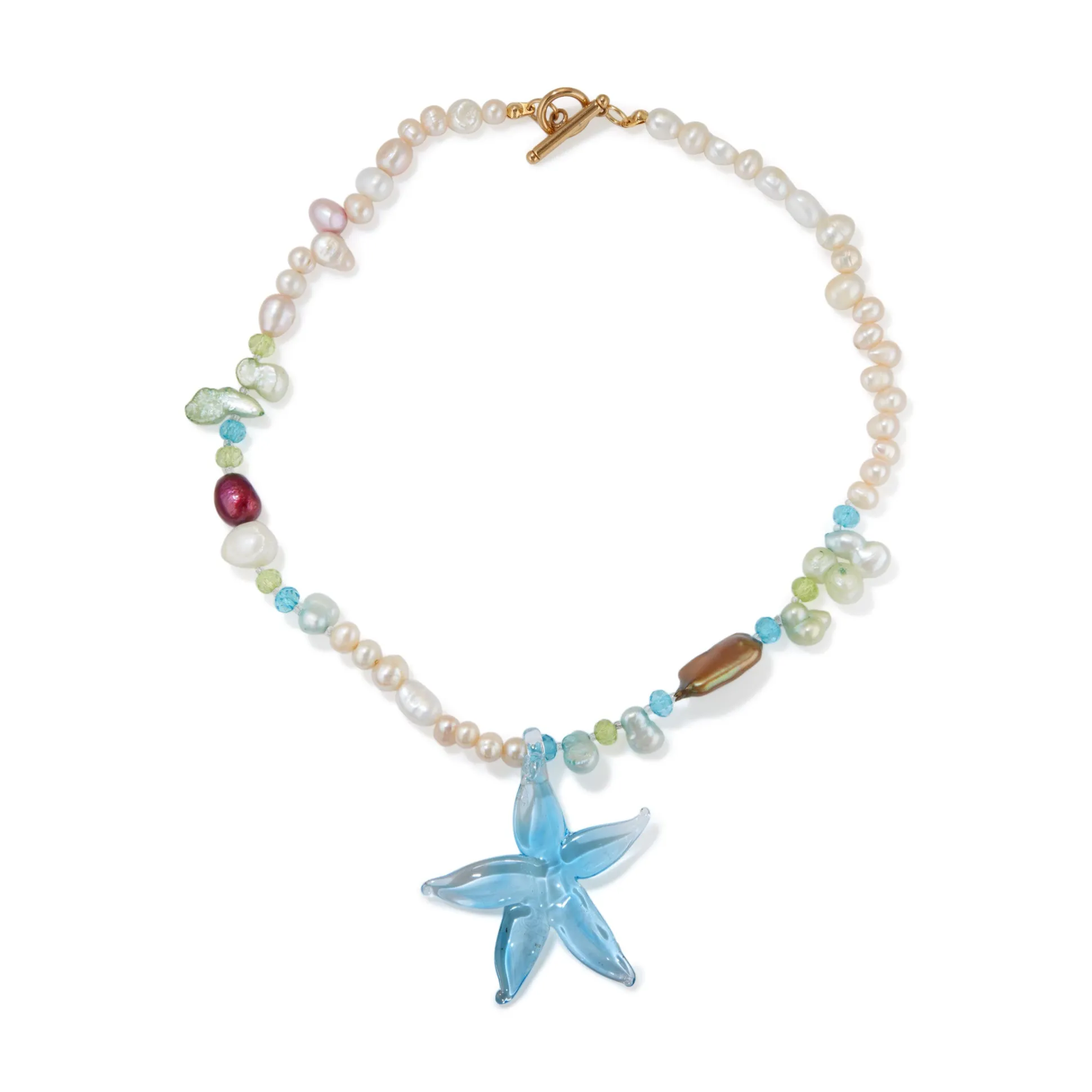 Suplais Pearl And Recycled Glass Flower Necklace