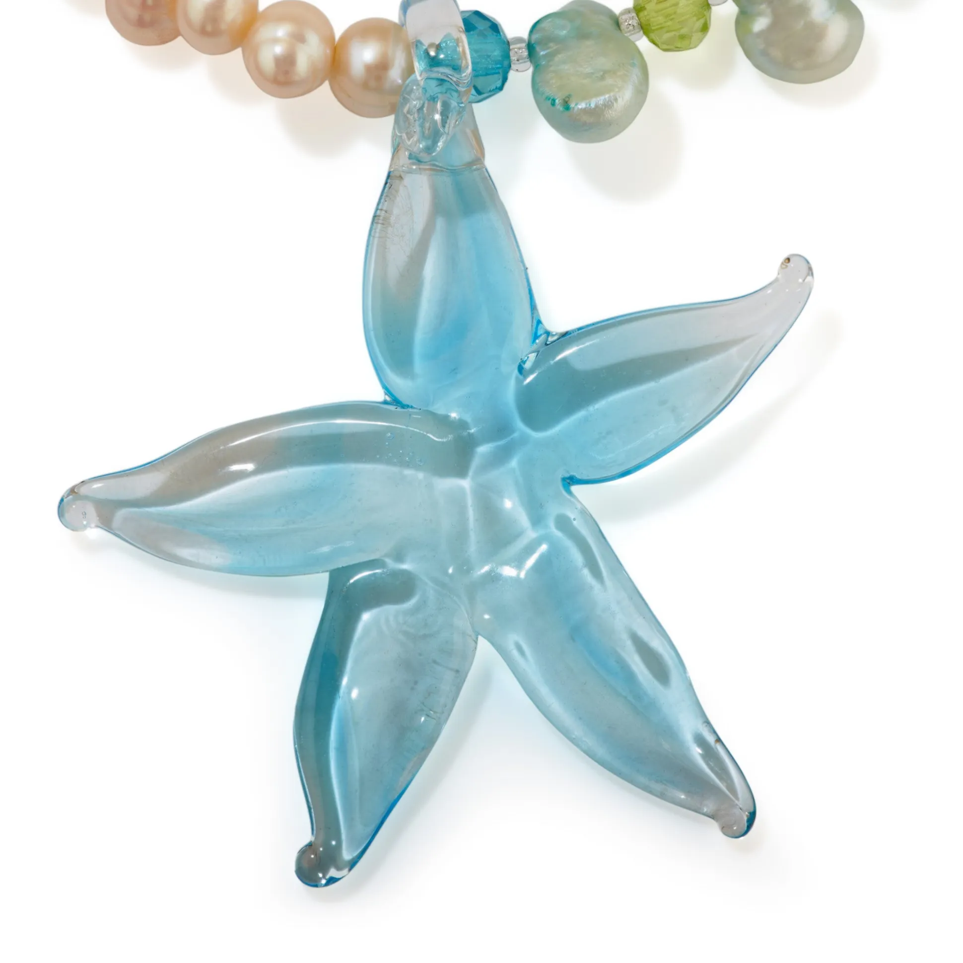 Suplais Pearl And Recycled Glass Flower Necklace