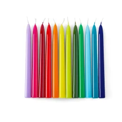 Tapered Rainbow Candles - Set of 12