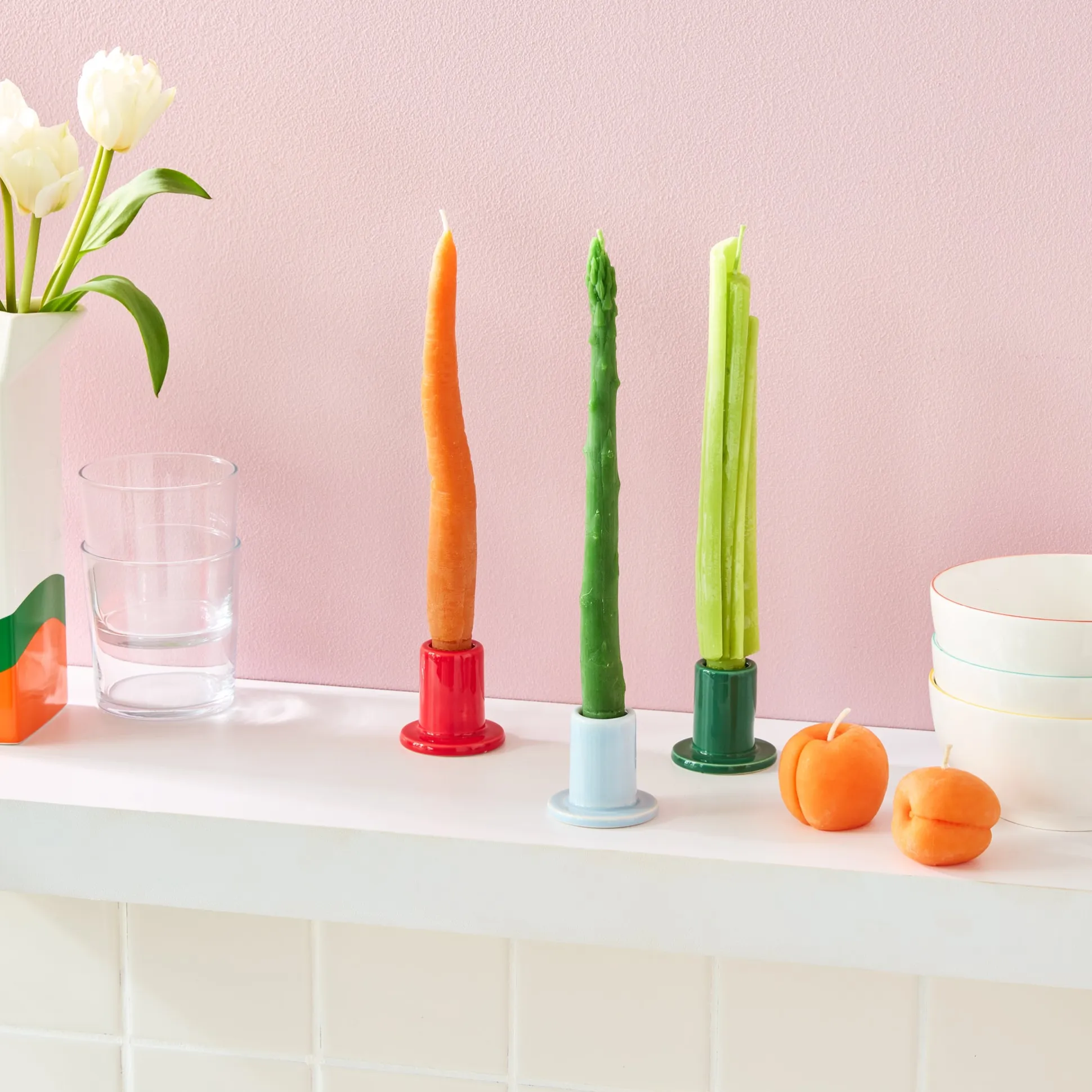 Veggie Taper Beeswax Candles - Set of 2