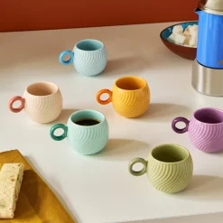 Waves Porcelain Espresso Cups - Set of 6